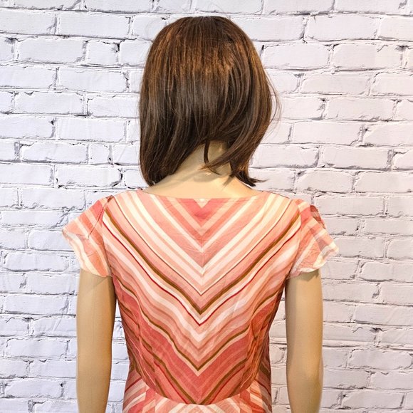 J.CREW, Boho cotton pink/peach coloured striped summer dress - Picture 12 of 14